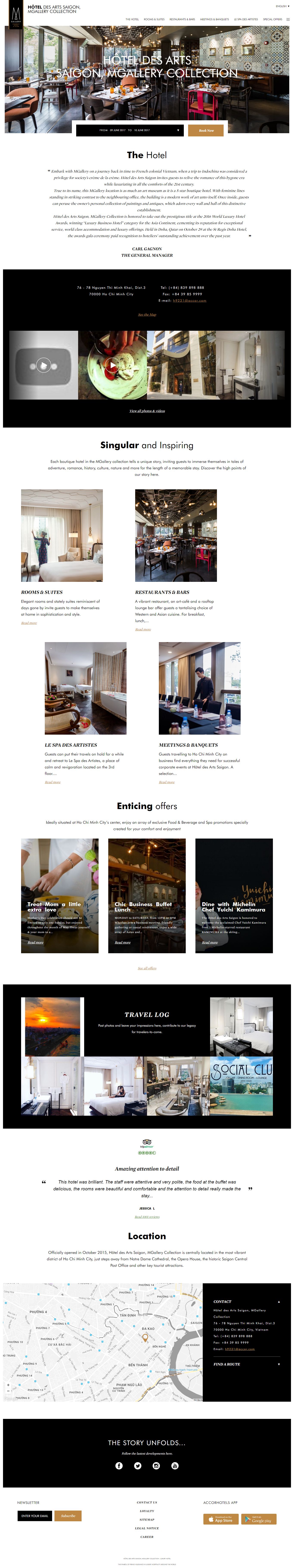 Thiết kế Web khách sạn nhà hàng hoteldesartssaigon.com